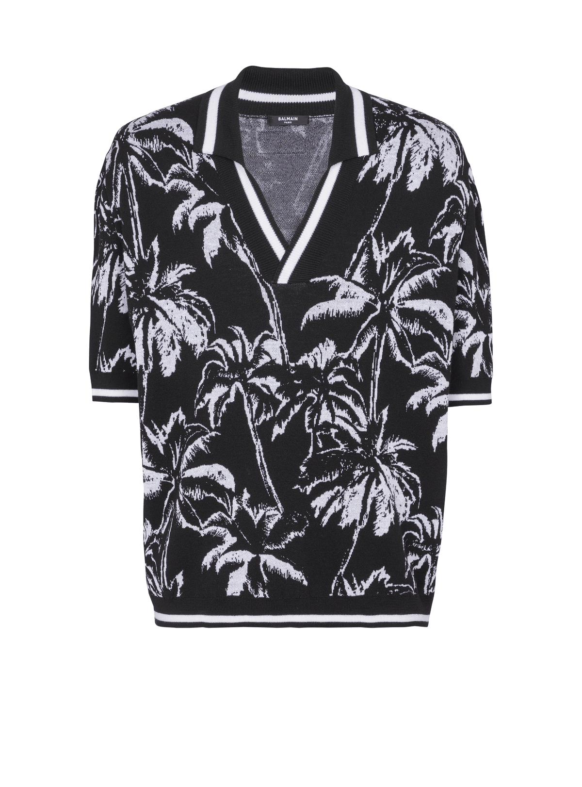 Polo en maille palmier - Noir & Blanc