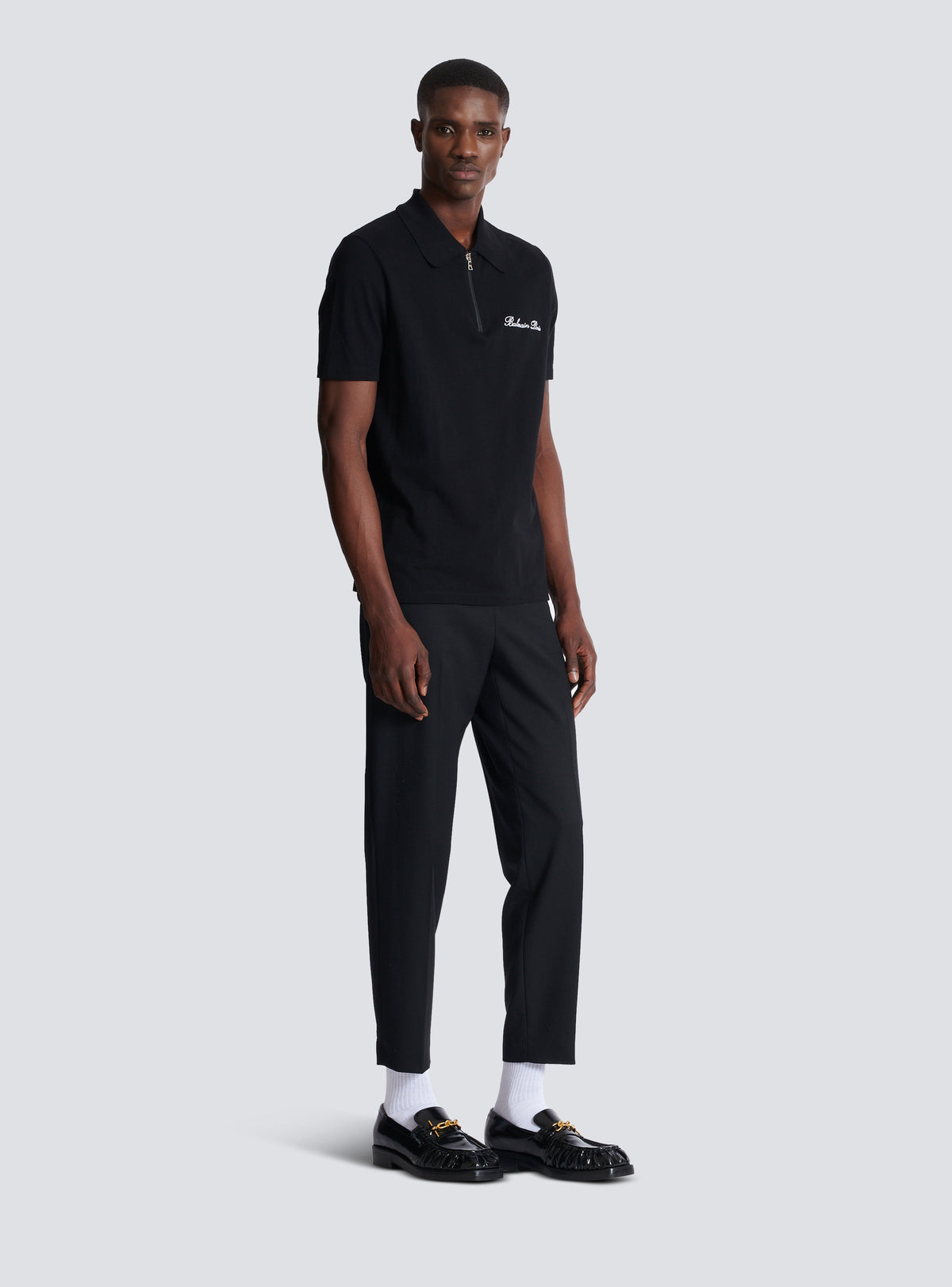 Polo à manches courtes avec broderie - Noir & Blanc