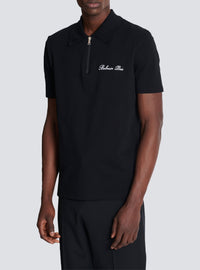 Short-sleeved polo shirt with embroidery - Black & White