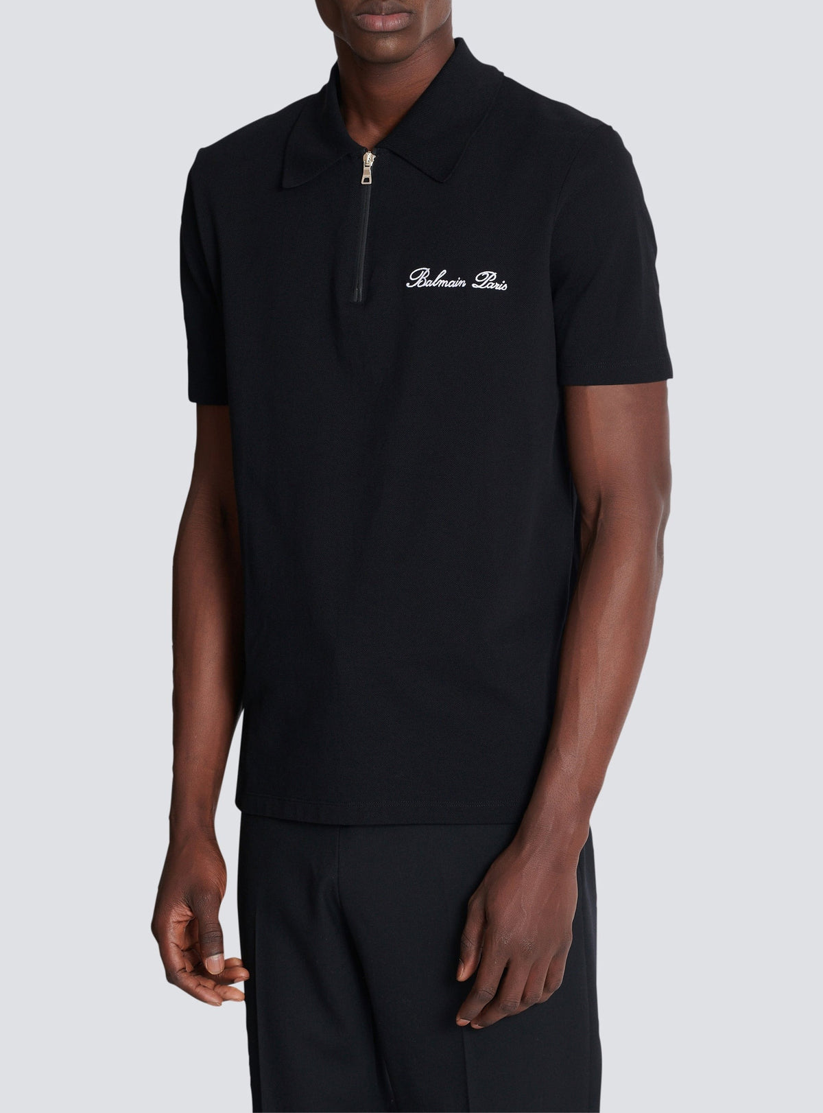 Short-sleeved polo shirt with embroidery - Black & White
