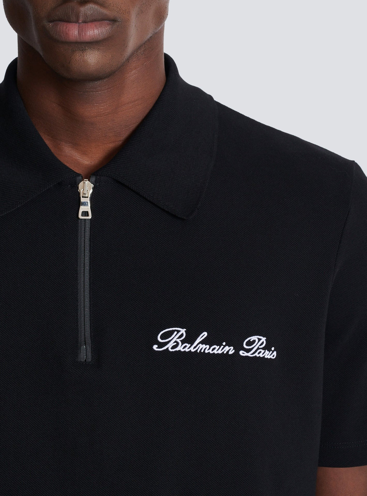 Short-sleeved polo shirt with embroidery - Black & White