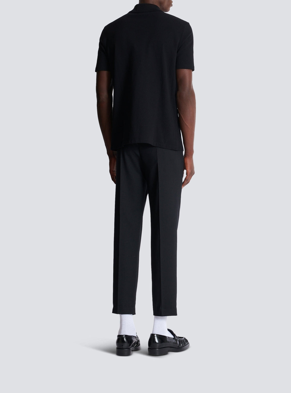 Short-sleeved polo shirt with embroidery - Black & White
