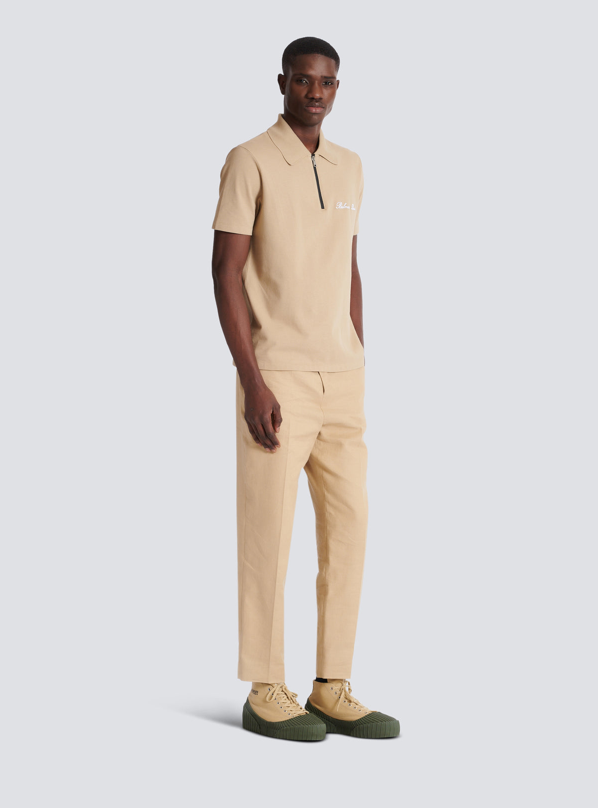 Polo à manches courtes avec broderie - Camel & Noir