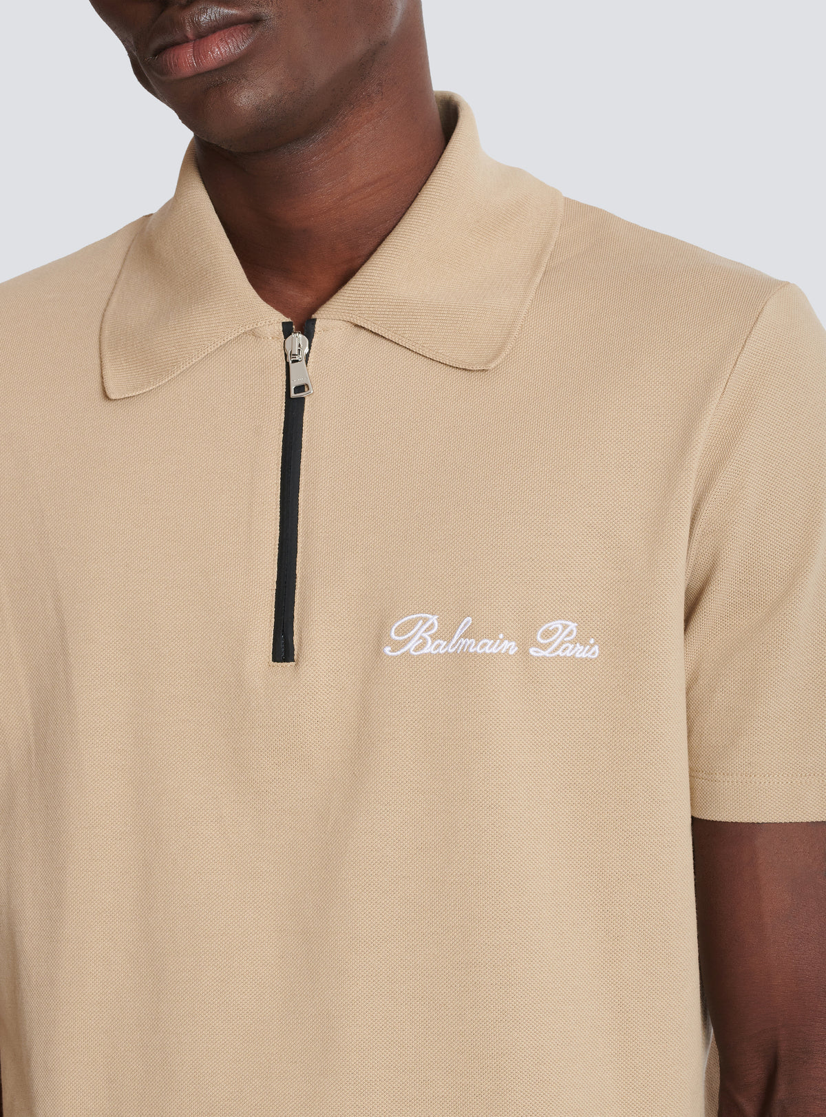 Polo à manches courtes avec broderie - Camel & Noir