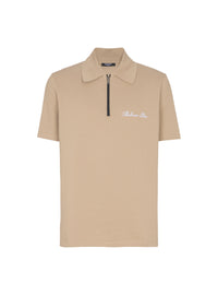 Polo à manches courtes avec broderie - Camel & Noir