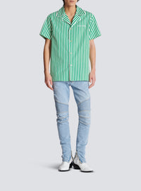 Chemise rayée à manches courtes - Vert & Blanc