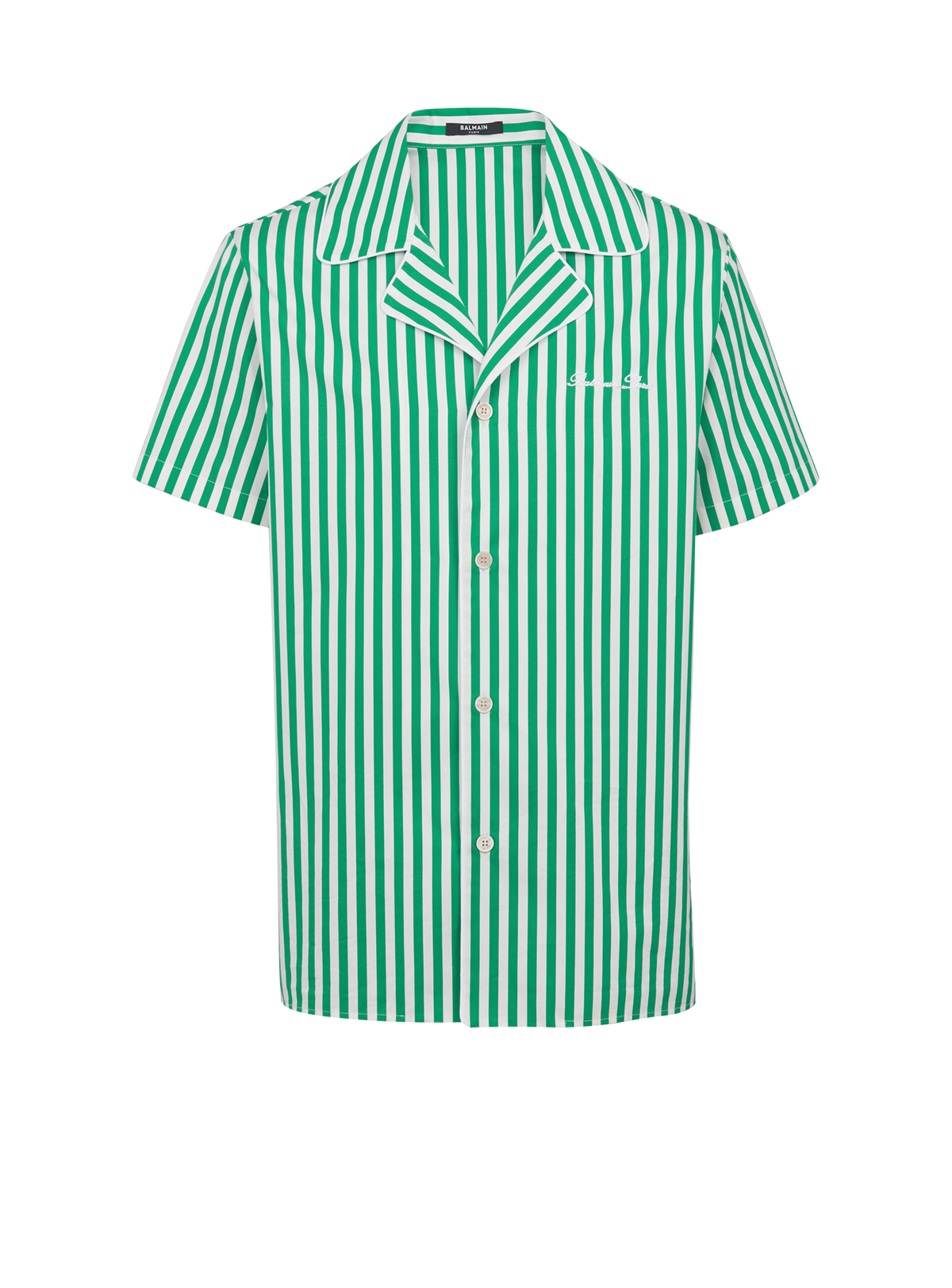 Chemise pyjama à manches courtes en coton rayé - Vert & Blanc