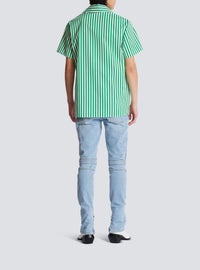 Chemise rayée à manches courtes - Vert & Blanc