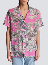 Chemisette en soie imprimée miami - Rose & Blanc
