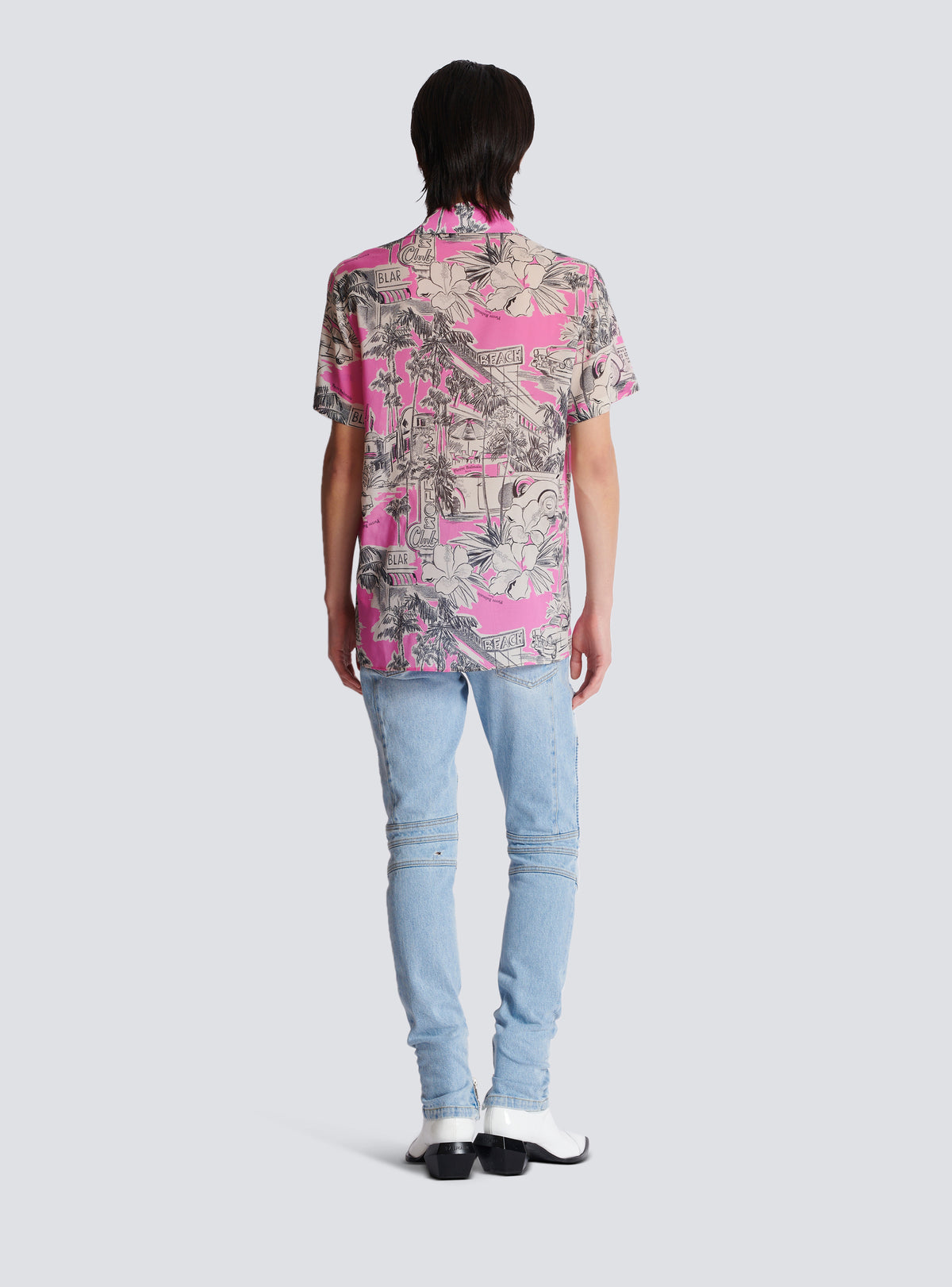 Chemisette en soie imprimée miami - Rose & Blanc