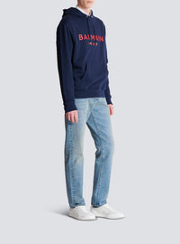 Sweat à capuche imprimé Balmain Paris - Marine & Rouge