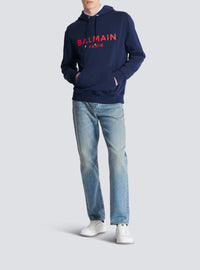 Sweat à capuche imprimé Balmain Paris - Marine & Rouge
