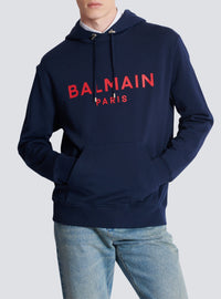 Sweat à capuche imprimé Balmain Paris - Marine & Rouge