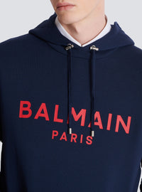 Sweat à capuche imprimé Balmain Paris - Marine & Rouge
