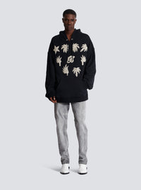 Hoodie avec badges brodés - Noir & Cristal