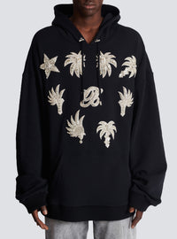 Hoodie avec badges brodés - Noir & Cristal