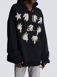 Sweat à capuche brodé - Noir & Cristal