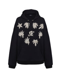 Sweat à capuche brodé - Noir & Cristal