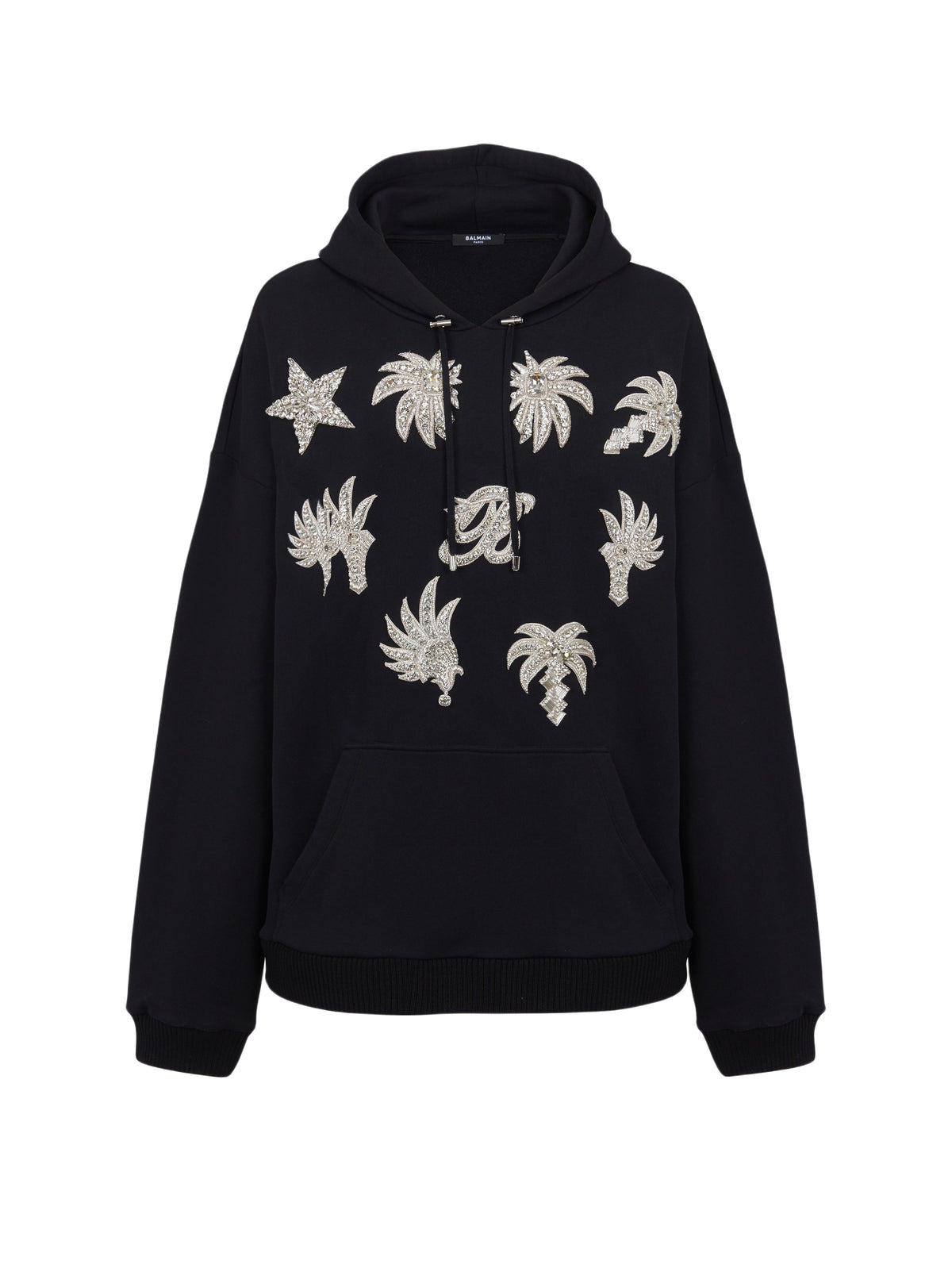 Sweat à capuche brodé - Noir & Cristal