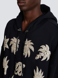 Hoodie avec badges brodés - Noir & Cristal