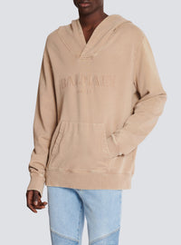 Sweat à capuche avec broderie vintage - Beige
