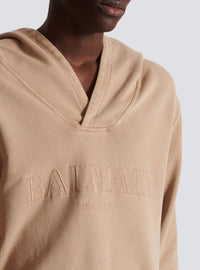Sweat à capuche avec broderie vintage - Beige