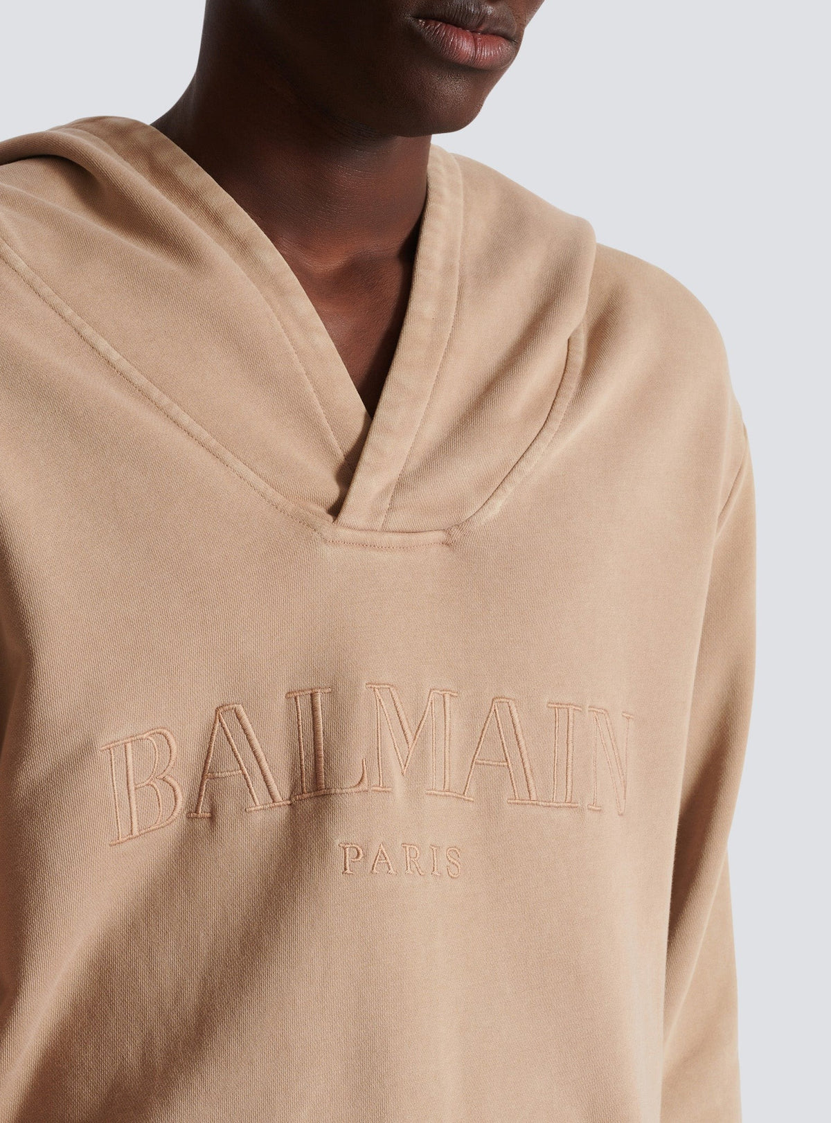 Sweat à capuche avec broderie vintage - Beige