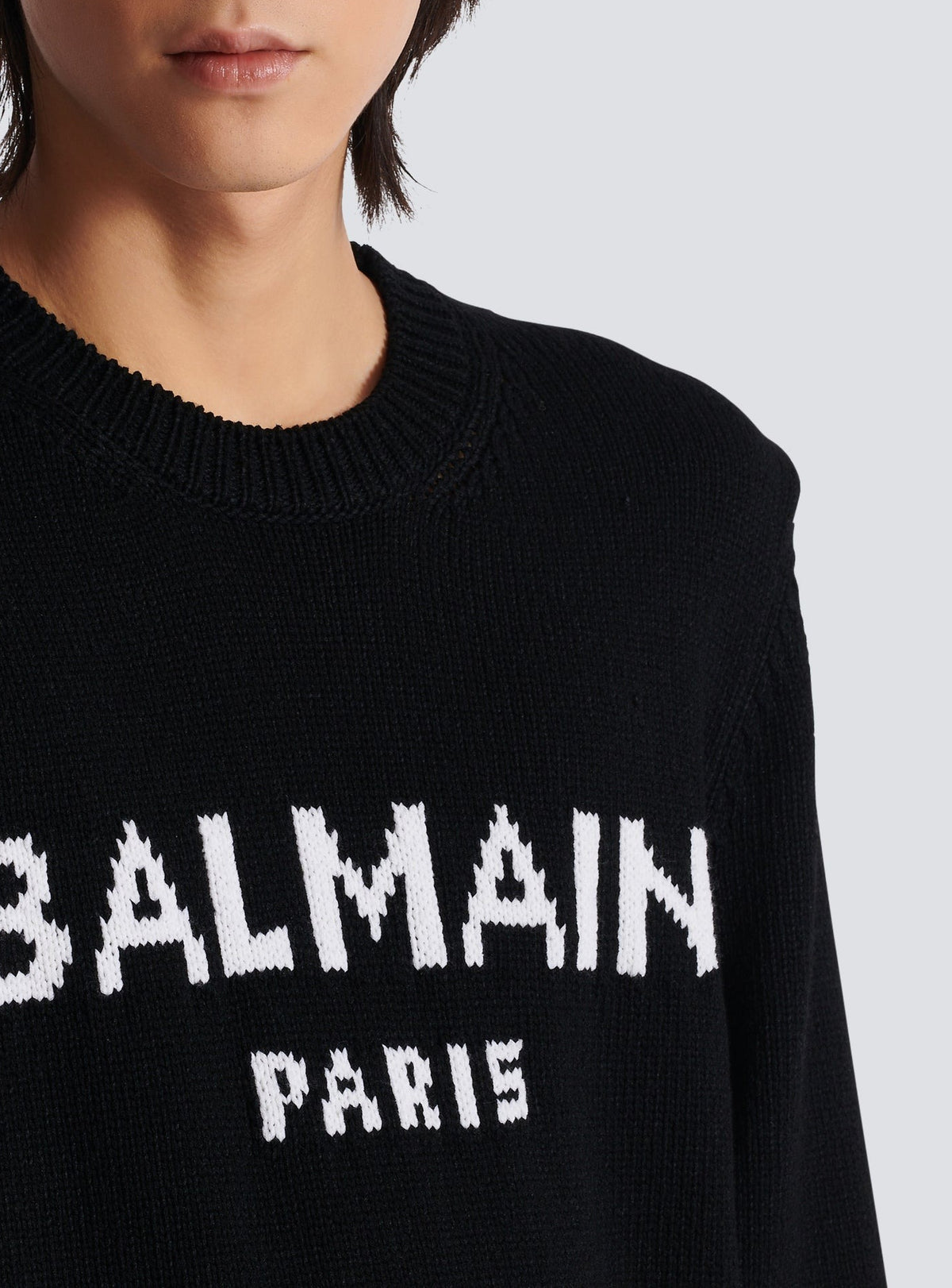 Pull à col rond en laine - Noir & Blanc