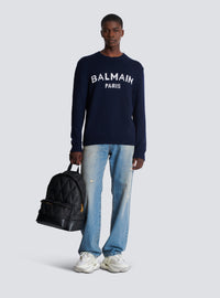 Pull en laine balmain paris - Bleu Marine & Blanc