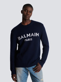 Pull en laine balmain paris - Bleu Marine & Blanc