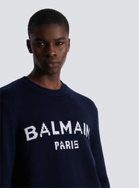 Pull en laine balmain paris - Bleu Marine & Blanc