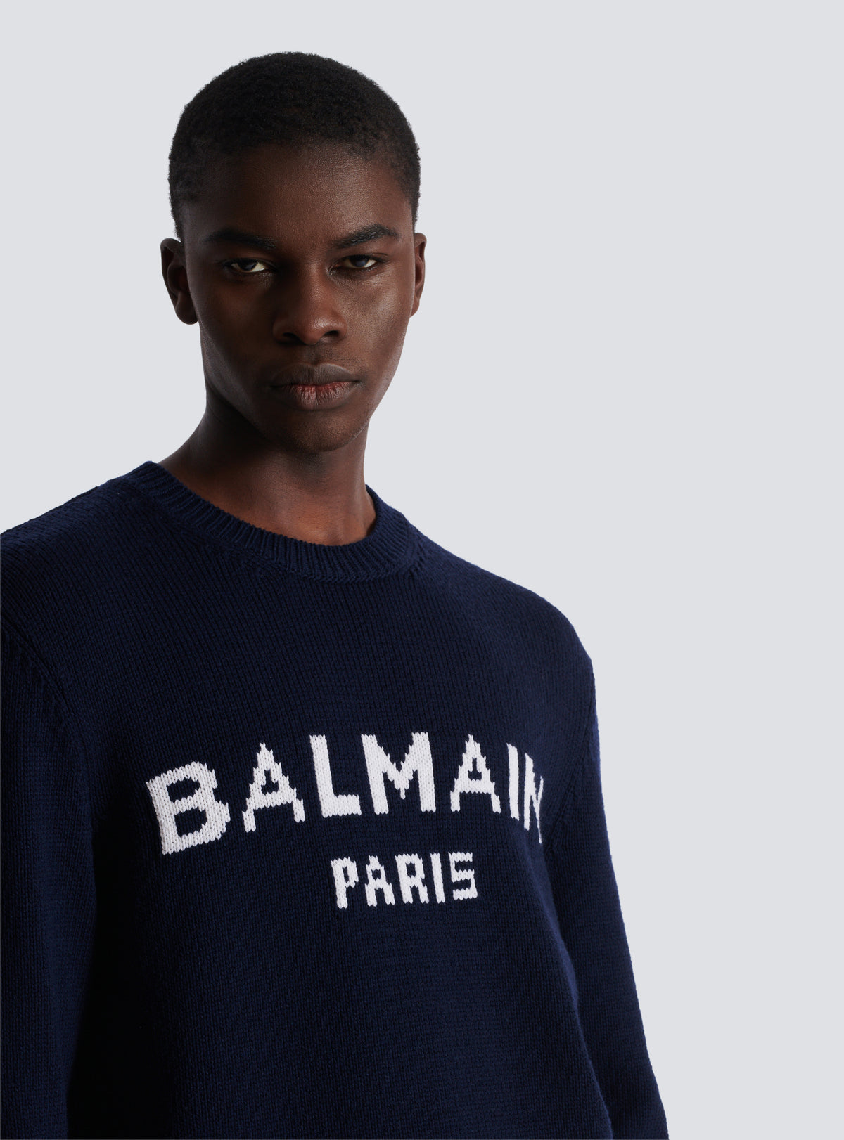Pull en laine balmain paris - Bleu Marine & Blanc