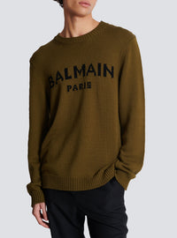 Pull à col rond en laine - Kaki
