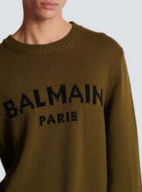 Pull à col rond en laine - Kaki
