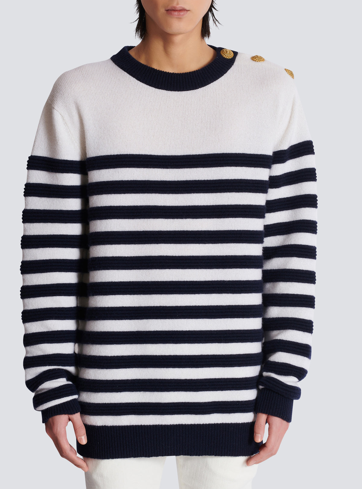 Pull marinière en cachemire - Blanc & Marine