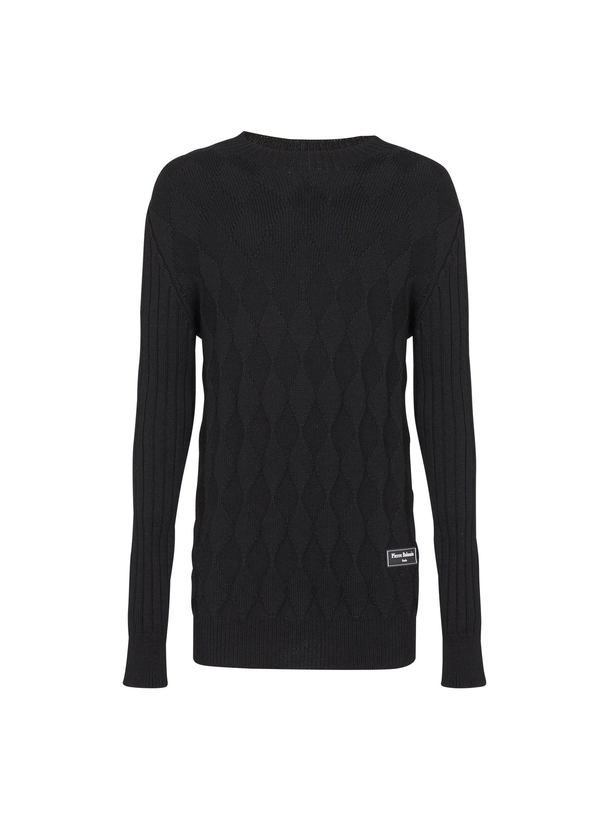 Pull à col rond en laine - Noir
