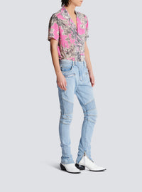 Pantalon biker en denim - Bleu Jean Clair
