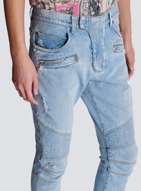 Jean biker en denim light blue  - Bleu Jean Clair