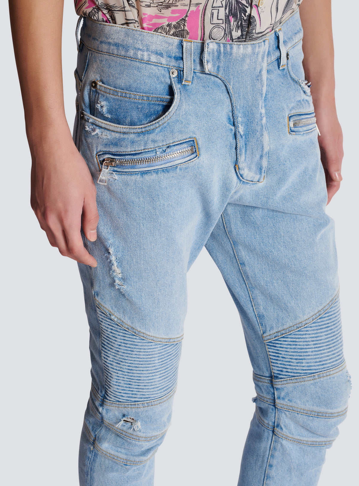 Jean biker en denim light blue  - Bleu Jean Clair