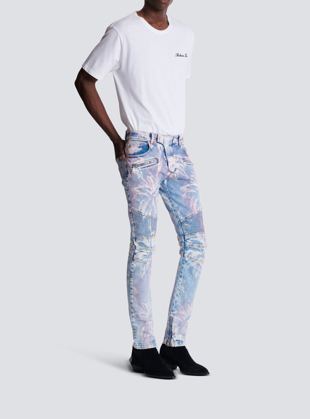Pantalon biker en denim - Bleu Jean
