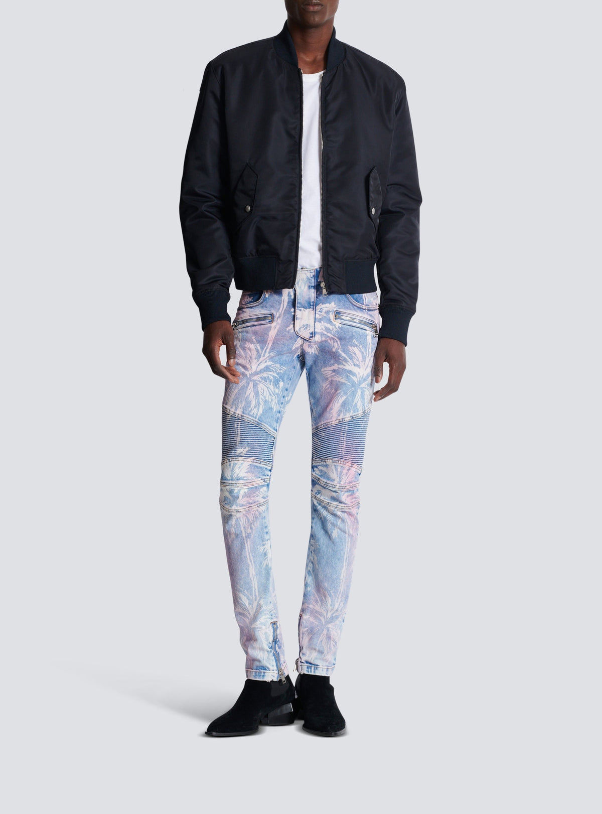 Pantalon biker en denim - Bleu Jean