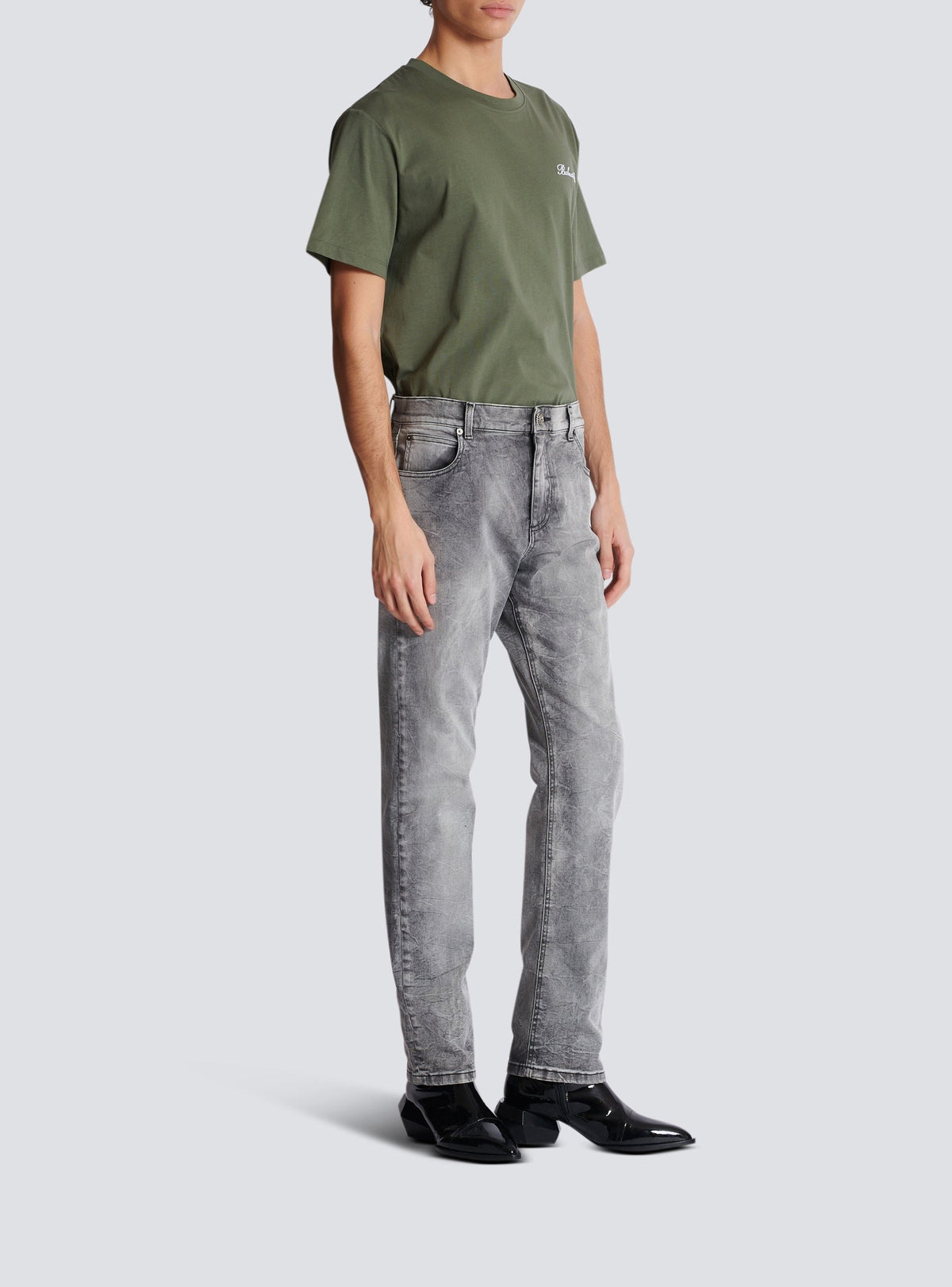 Regular denim trousers - Washed Light Grey