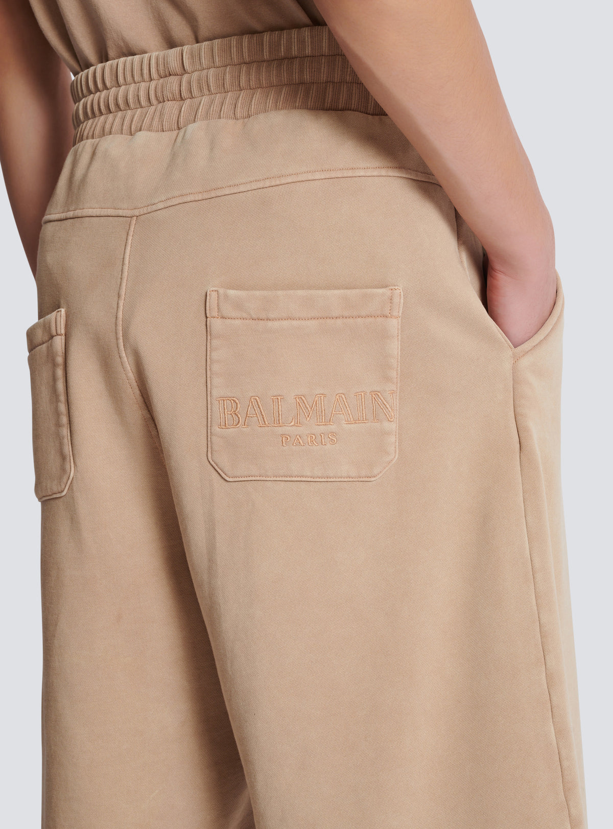 Bermuda en coton avec broderie balmain vintage - Beige