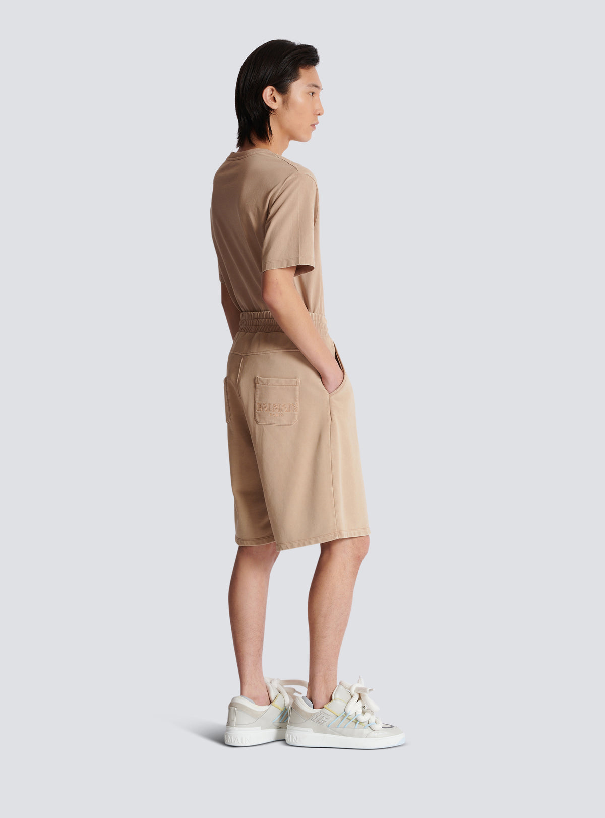 Bermuda en coton avec broderie balmain vintage - Beige