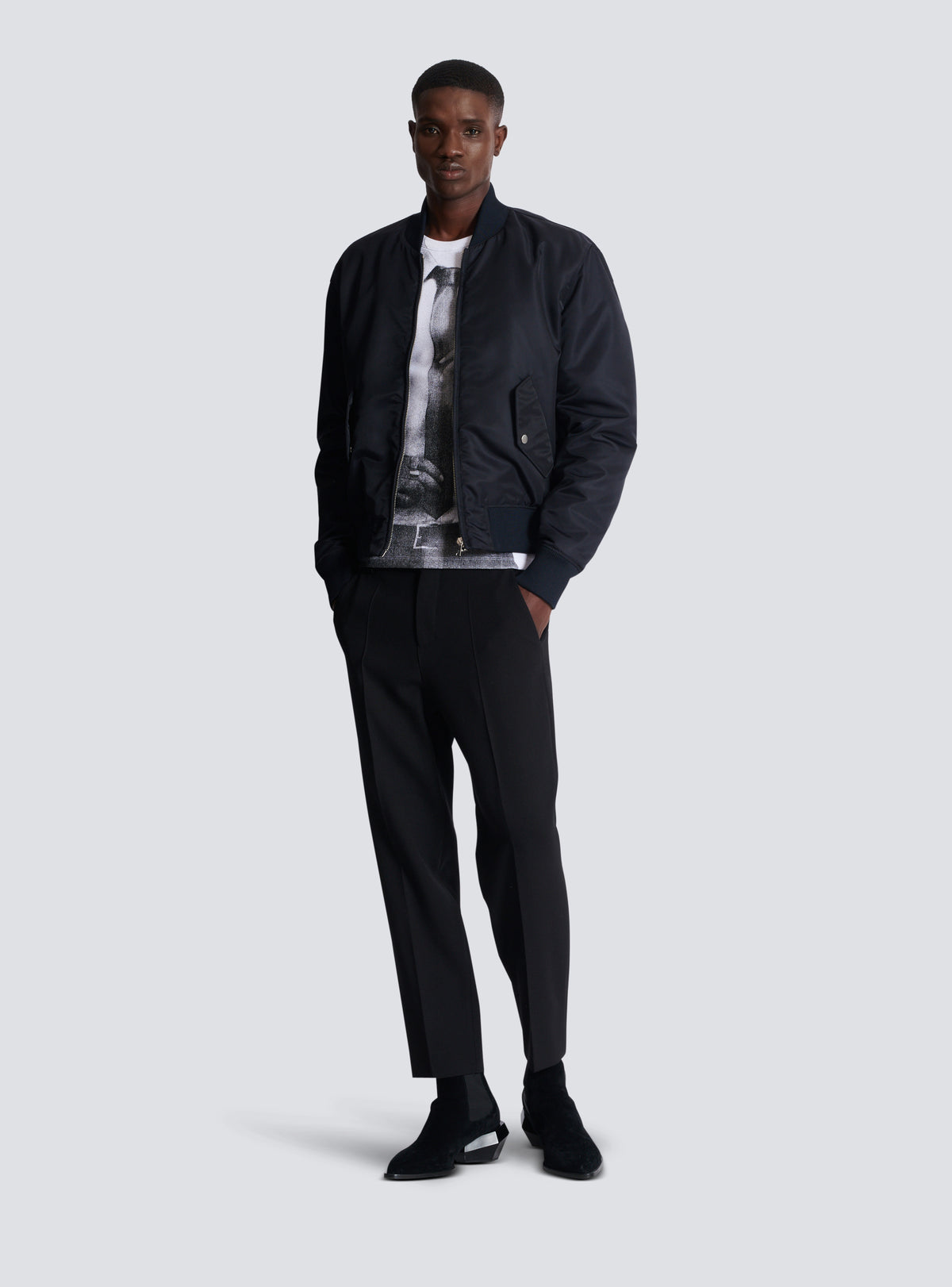 Pantalon en laine double crêpe - Noir