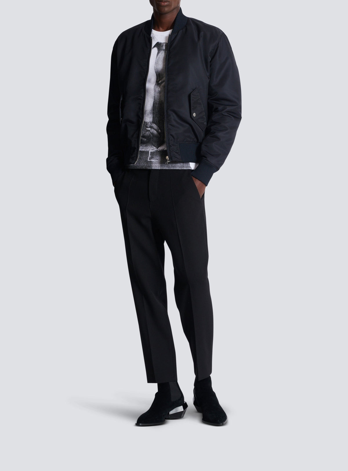 Pantalon en laine double crêpe - Noir