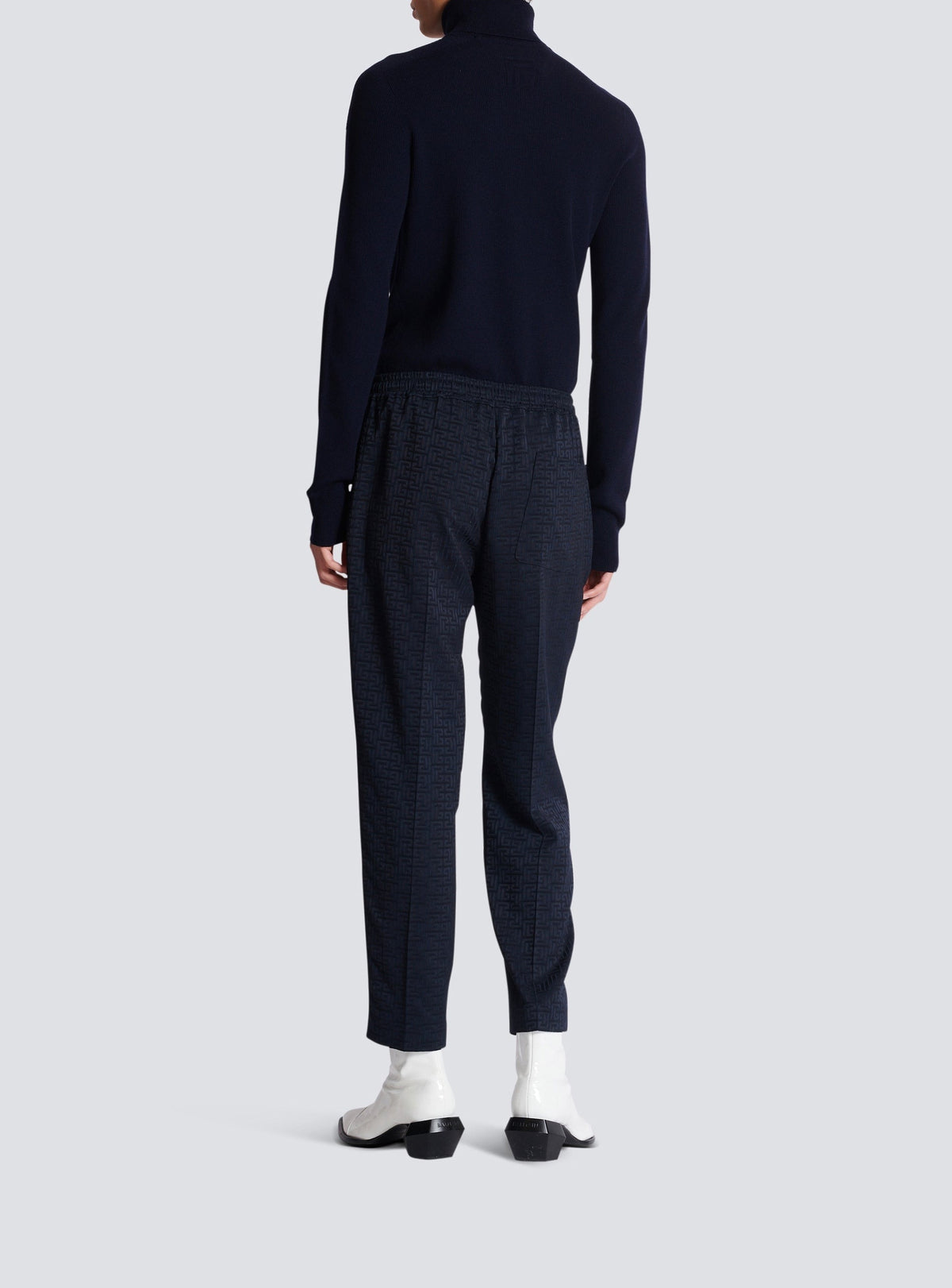 Pantalon en jacquard monogramme PB Labyrinthe - Bleu Foncé & Marine