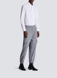 Double crepe wool cargo trousers - Grey