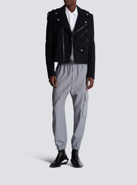 Double crepe wool cargo trousers - Grey