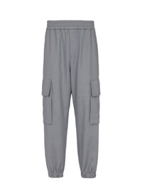 Double crepe wool cargo trousers - Grey